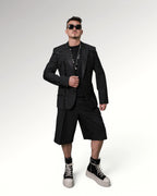 CHECKED STRIPES BLAZER | BLACK