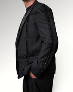CHECKED STRIPES BLAZER | BLACK