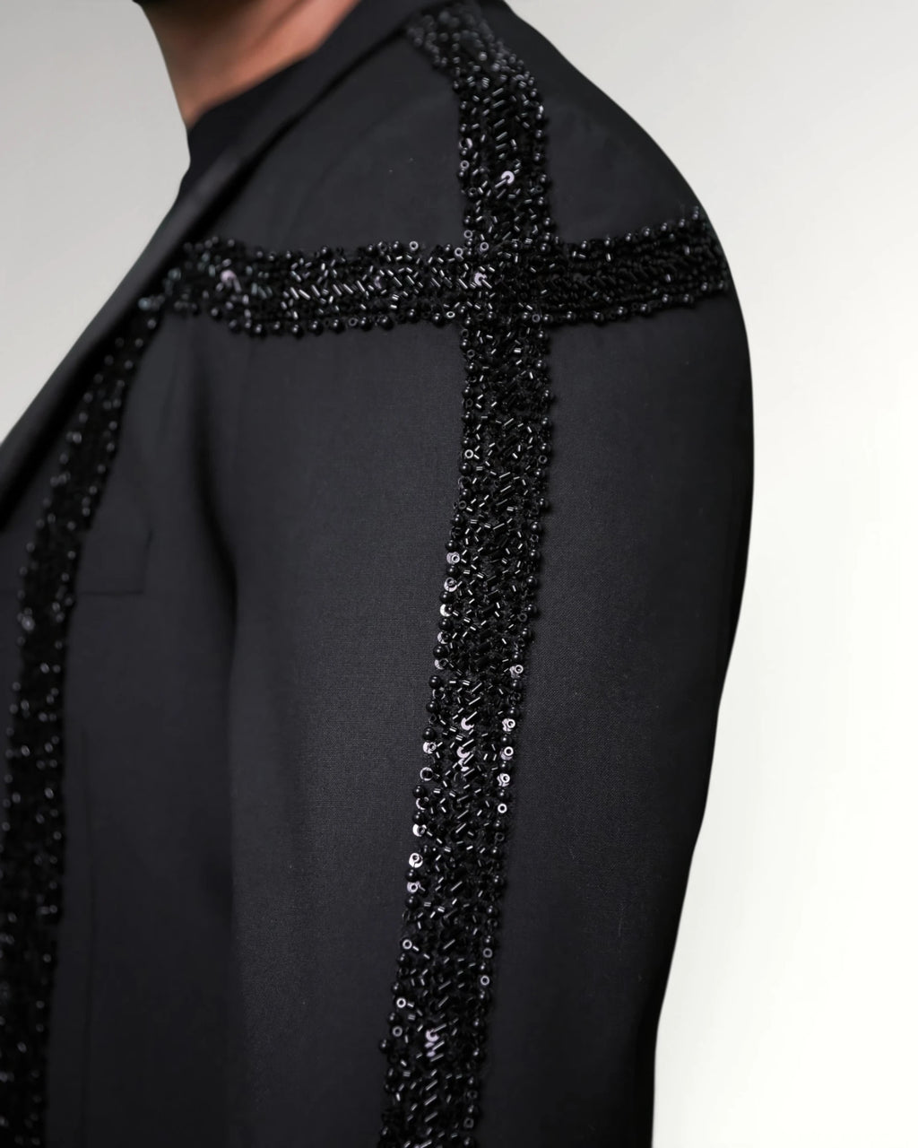 CHECKED STRIPES BLAZER | BLACK