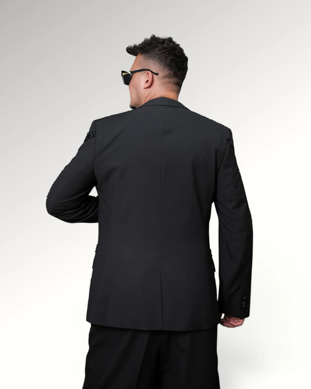 CHECKED STRIPES BLAZER | BLACK