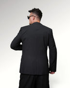 CHECKED STRIPES BLAZER | BLACK