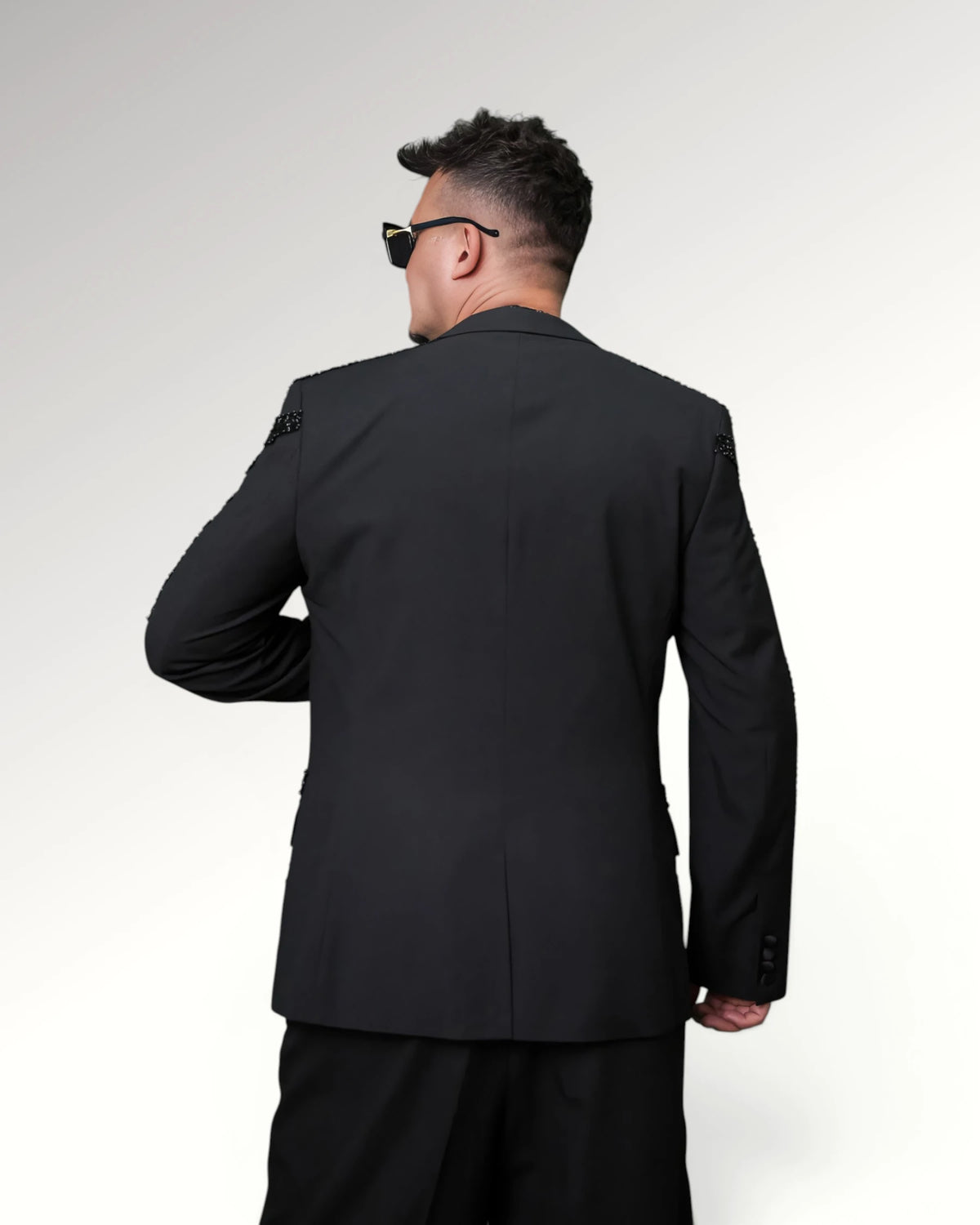 CHECKED STRIPES BLAZER | BLACK
