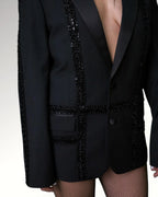 CHECKED STRIPES BLAZER | BLACK