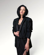 CHECKED STRIPES BLAZER | BLACK