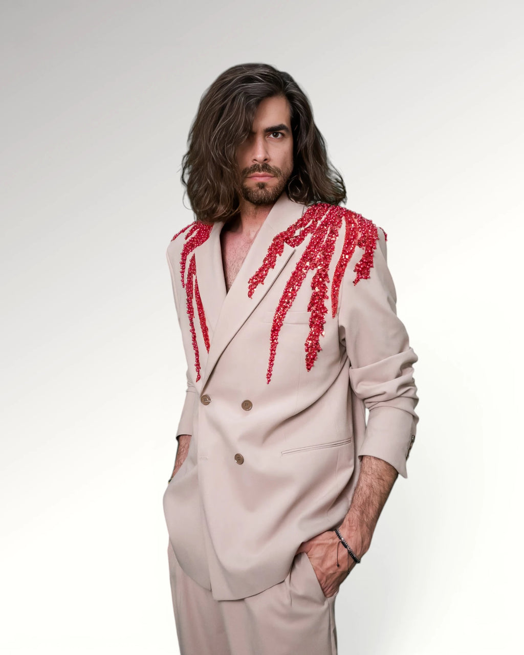 RED OCTOPUS BLAZER | NUDE